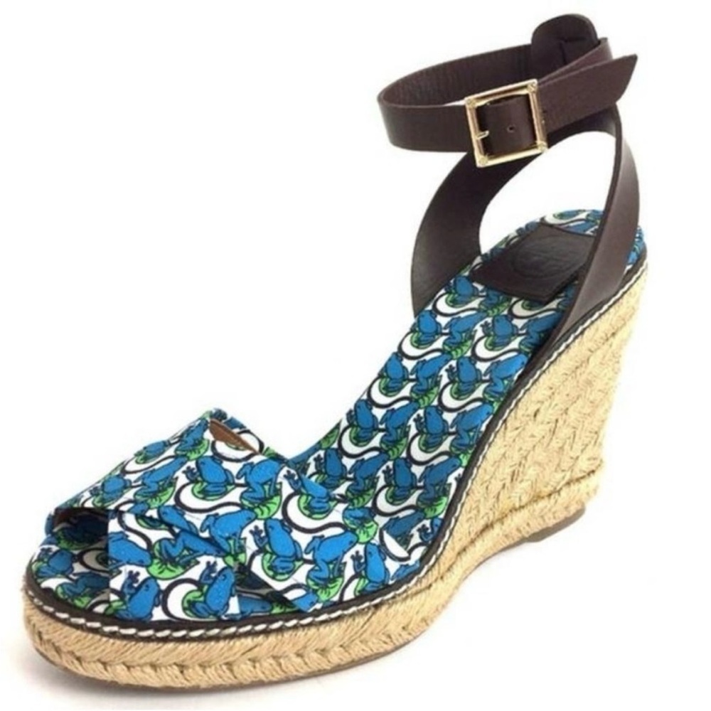 Tory Burch Frog & Lilypad Print Espadrilles Size 9
